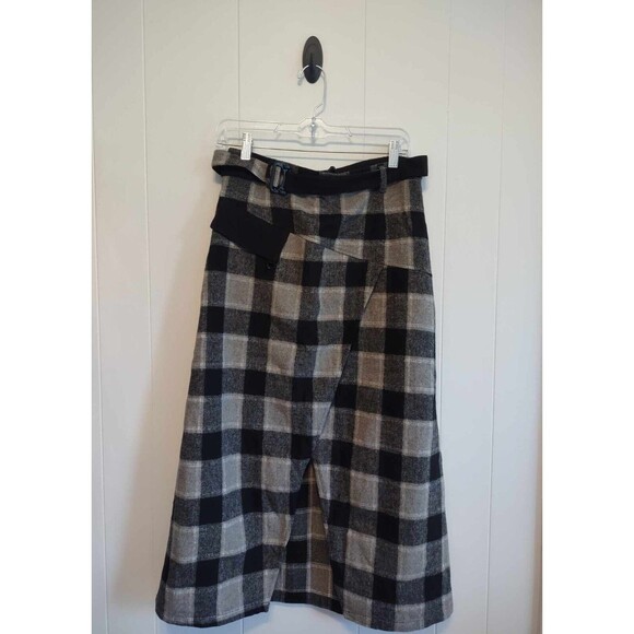 Punkrave | NWT Grey Black Gothic High-Waisted Plaid Slit Long Skirt Size M - Picture 1 of 7